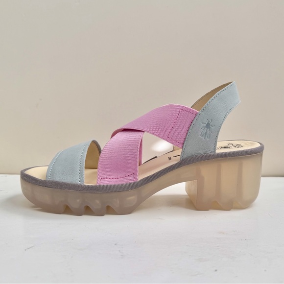 NWT Fly London Taji Sky Blue/Baby Pink Platform Sandals Size EU 40 US 9-9.5 - Picture 3 of 16